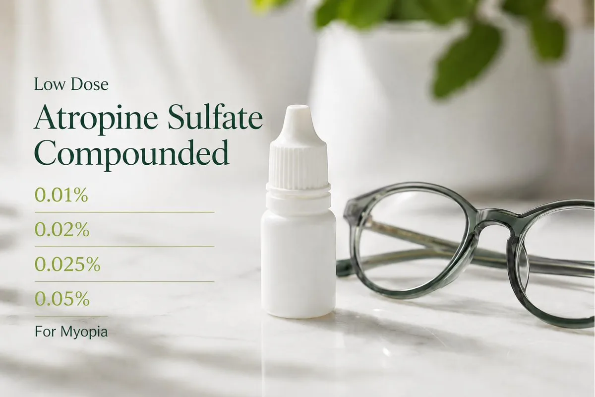 Compounded low-dose atropine sulfate eye drops for myopia control in strengths from 0.01 to 0.05 percent